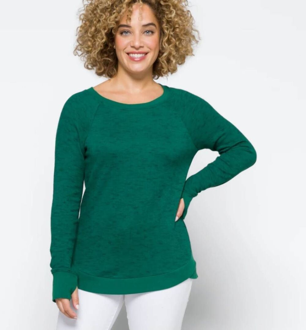 Threads 4 Thought Womens Size XL Green Marled Long Sleeve Thumb Hole Shirt